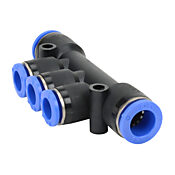 Pneumatic Push-to-connect Fitting: 5/pk, union triple branch (PN# U3B10M-8M)