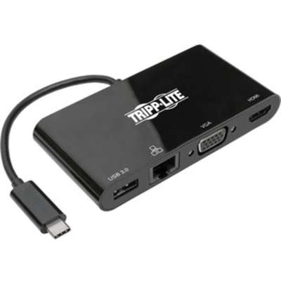 Tripp Lite USB C Docking Station Adapter 4K HDMI VGA Gbe USB-A Hub Black