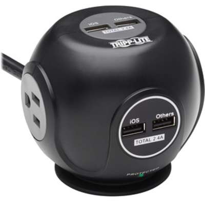 Tripp Lite Safe-IT Spherical Surge Protector 3-Outlets 4 USB Ports 6ft Cord