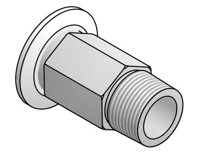 Фланцевый переходник ISO-KF, фланец NW50 на наружную резьбу NPT 1,0 дюйма, нержавеющая сталь 304 Модель: 100316836