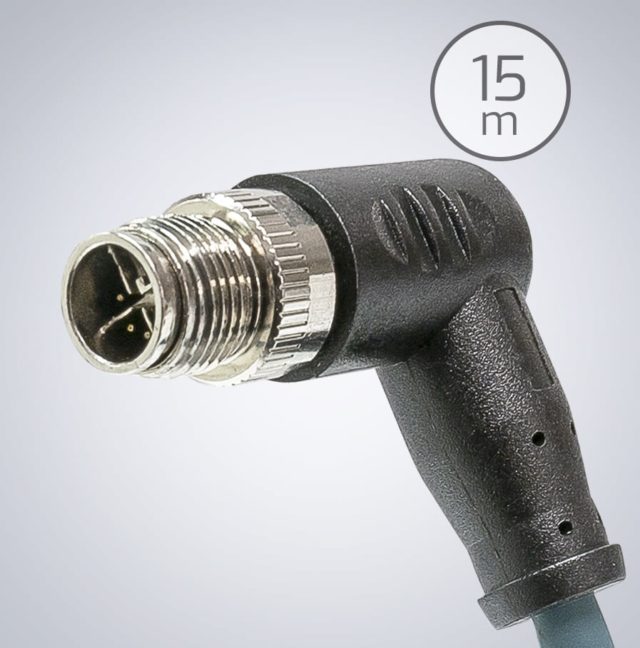 Кабель M12-RJ45 IP67 Cat6a [прямой угол, вниз] — 15 м, темно-зеленый