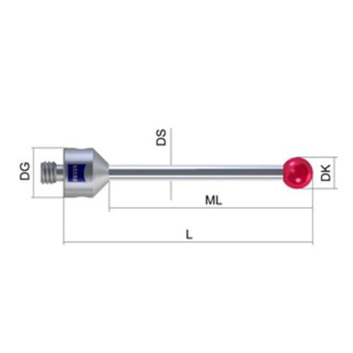 Zeiss Ø 8,0 мм M5, стилус прямой, рубиновая сфера [Ø 8 мм], стержень из карбида вольфрама, длина: 210,0 мм