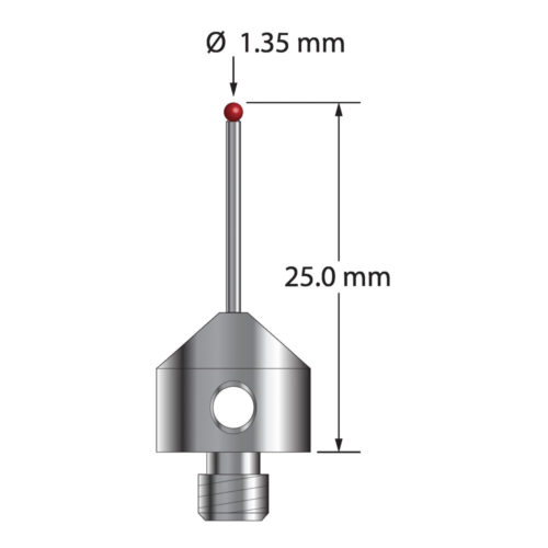 Q-Mark AFG-1325 M5 1,35 мм Рубиновый наконечник, Цилиндрический стилус, L 25,0 мм, EWL 15 мм