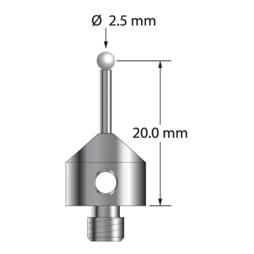 Q-Mark AFG-2521-25-Z M5 2,5 мм с циркониевым наконечником, цилиндрический стилус, L 21,25 мм, EWL 11,25 мм