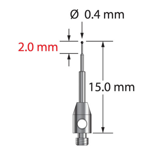 Q-Mark TM2-0415-C M2 0,4 мм с наконечником из карбида вольфрама, ступенчатая игла, L 15,0 мм, EWL 10 мм
