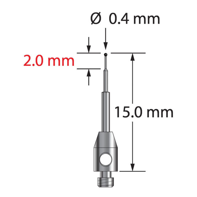 Q-Mark TM2-0415-C M2 0,4 мм с наконечником из карбида вольфрама, ступенчатая игла, L 15,0 мм, EWL 10 мм