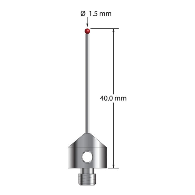 Q-Mark AFG-1540-DS1 M5 1,5 мм, рубиновый наконечник, цилиндрический стилус, L 40,0 мм, EWL 30 мм