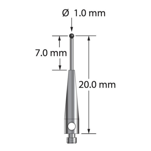 Q-Mark TM2-1020-5-07-5-SN M2 1 мм, наконечник из нитрида кремния, прямой стилус, L 20,5 мм, EWL 7,5 мм