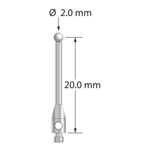 Q-Mark TM2-2021-SZ M2 2 мм с наконечником из циркония, прямой стилус, L 21,0 мм, EWL 15 мм