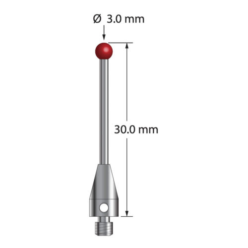 Q-Mark TM3-3030-TX-DS1-5 M3 XXT 3 мм, рубиновый наконечник, цилиндрический стилус, L 30,0 мм, EWL 21 мм