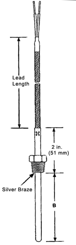 Термопара Watlow с жесткой оболочкой и резьбовым соединением