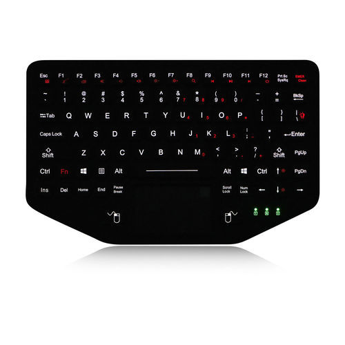 Panel-mount keyboard K-TEK-M284TP-FN-MS-BLwith mechanical keyswith Fn keywith 2 mouse keys