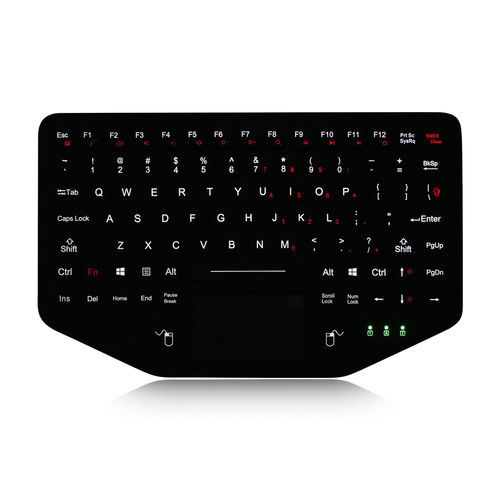 Panel-mount keyboard K-TEK-M284TP-FP-FN-MS-BLwith mechanical keyswith Fn keywith 2 mouse keys