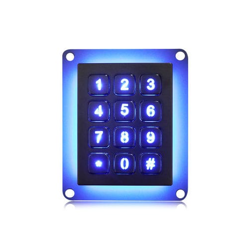 12-key keypad K-TEK-A63KP-12-AC-BL-DWPpanel-mountbrushed stainless steelbacklit