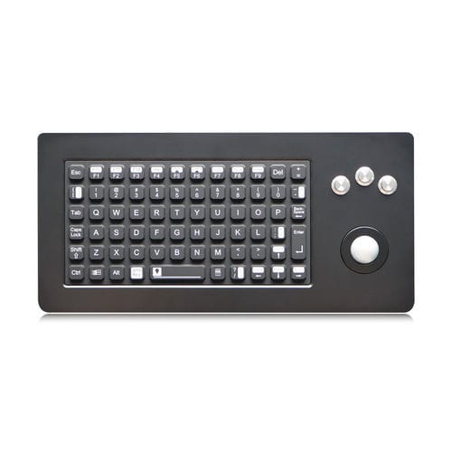 Panel-mount keyboard K-TEK-M280-OTB-FN-ML-BT-DWPwith Fn keywith 3 mouse keyswith trackball