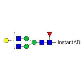 GKIB-316- AdvanceBio InstantAB G1F / FA2G1 N-glycan standard (formerly ProZyme). N-glycan (asialo-, monogalactosylated biantennary, core-substituted with fucose labeled with InstantAB, for use as a qualitative standard in applications such as liquid chromatography (LC). Alternative glycan names: F(6)A2G, NA2G1F.