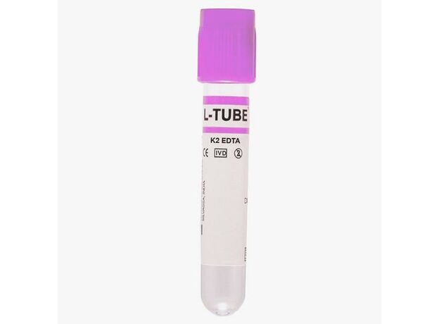 Levram L-TUBE DC Non Vacuum Blood Collection Tube - EDTA K2 Haematology - Lavender (Box of 100)