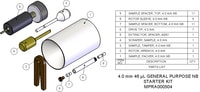 MPRA000504- Starter Kit, 4.0 mm, 46 µL, Includes packing toolkit, 5 rotor assemblies and 6 sets of spare spacers and caps.