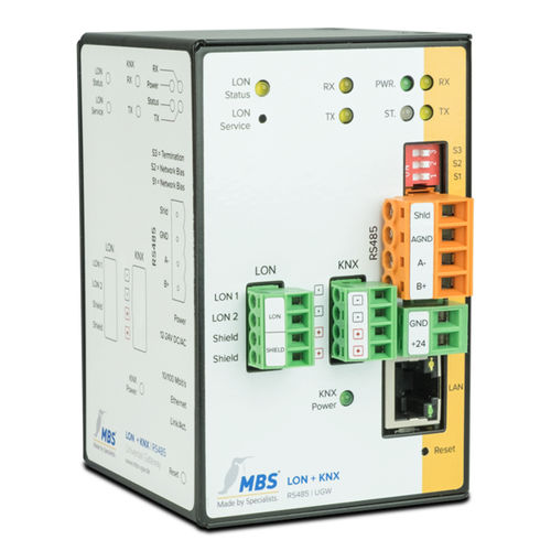 Communication gateway LON + KNXEthernetRS-485RS-232