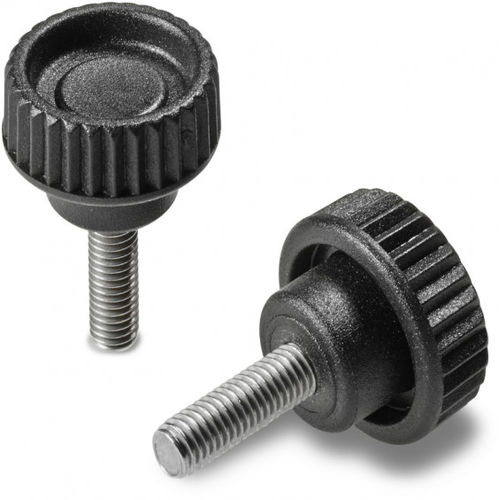 Ручка с резьбой H766CINрифленая,круглая,inox