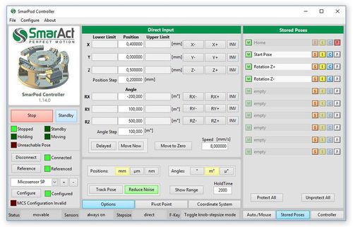 Control software positioninginterface