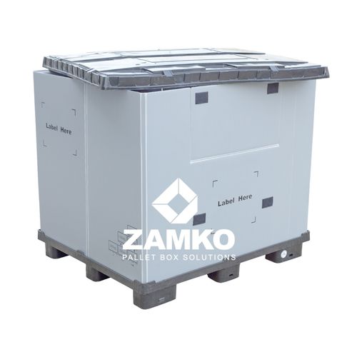 Plastic pallet box PAN.b87.Fstackingwith lidwith folding sides