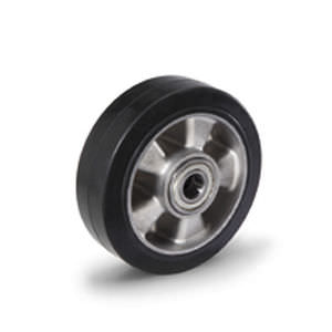 Wheel with solid tire RE.G2rubberaluminumfor trolleys