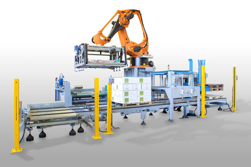 Robotic palletizing cell packagingfillingfor the food industry