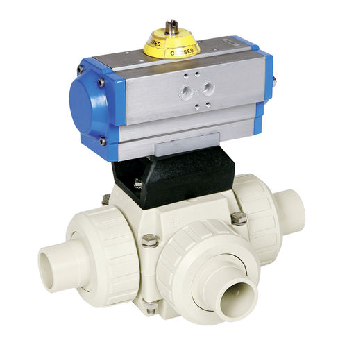 Ball valve S4 pneumatically-operatedfor liquid food products and beveragesflange