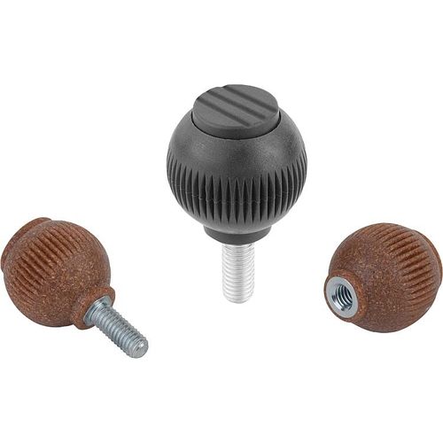 Threaded knob K0253 seriesballthermoplasticwith stud