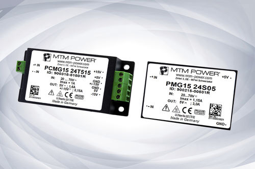 Chassis-mounted DC/DC converter PCMG15 24 series insulatedwide input rangesingle-output