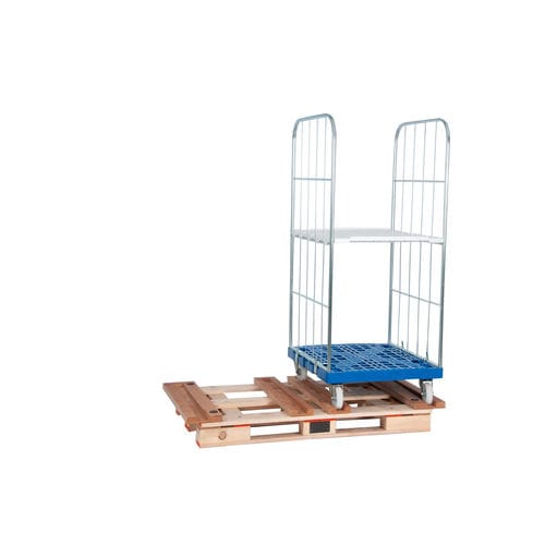 Wooden pallet transportfor roll containerrugged