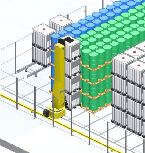 Vertical automatic warehouse for IBC containersdrum