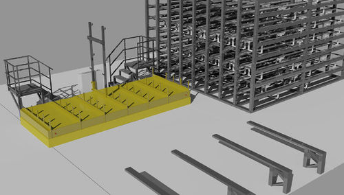 Handling rail guided vehicle for loadingfor warehousetransfer