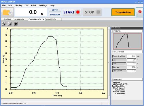 Графическое программное обеспечение Force-Time (Torque-Time) Программное обеспечение для построения графиков ZLINK4anaанализтест для измерения силы