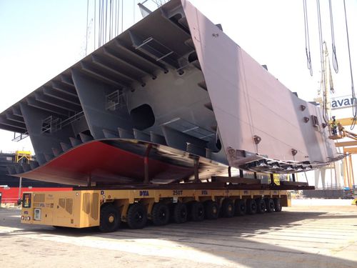 Electric self-propelled trailer more than 6 axlesfor heavy loadsmodular