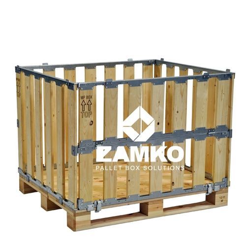 Wood pallet box MPB.b80.Fstoragefoldingswing