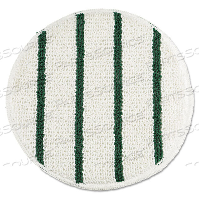 OEM#: FGP26900WH00LOW PROFILE SCRUB-STRIP CARPET BONNET, 19 DIAMETER, WHITE/GREEN, 5/CARTON by Rubbermaid Medical Division