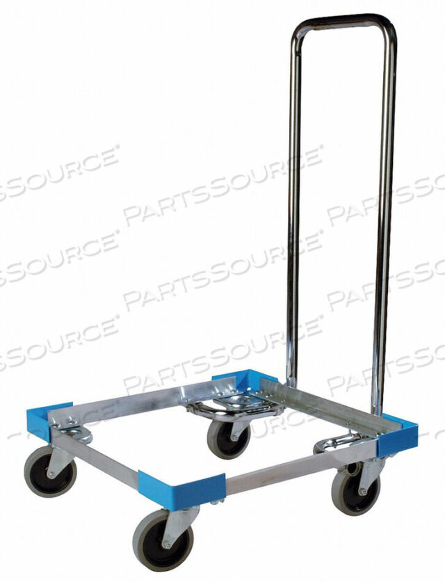 OEM#: C2222A14OPTICLEAN OPEN ALUMINUM DOLLY W/HANDLE 21-3/4, 21-3/4, 35-1/2, CARLISLE BLUE by Carlisle