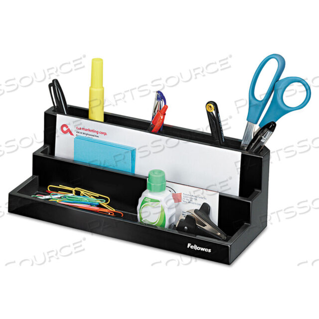 OEM#: 8038901DESIGNER SUITES DESKTOP ORGANIZER, 7 COMPARTMENTS, PLASTIC, 11.13 X 5 X 3.78, BLACK PEARL by Fellowes