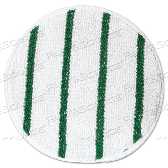 LOW PROFILE SCRUB-STRIP CARPET BONNET, 17 DIAMETER, WHITE/GREEN