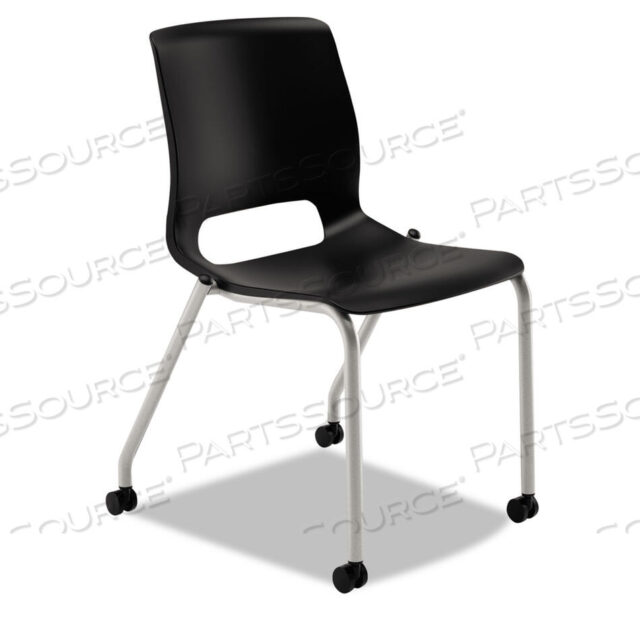 OEM#: HMG1.N.A.ON.PLATMOTIVATE FOUR-LEG STACKING CHAIR WITH PLASTIC SEAT, SUPPORTS 300 LB, 17.75 SEAT HEIGHT, ONYX SEAT/BACK, PLATINUM BASE, 2/CT by HON