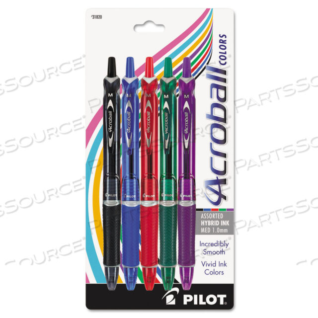 OEM#: 31820ACROBALL COLORS ADVANCED INK BALLPOINT PEN, RETRACTABLE, MEDIUM 1 MM, ASSORTED INK AND BARREL COLORS, 5/PACK by Pilot