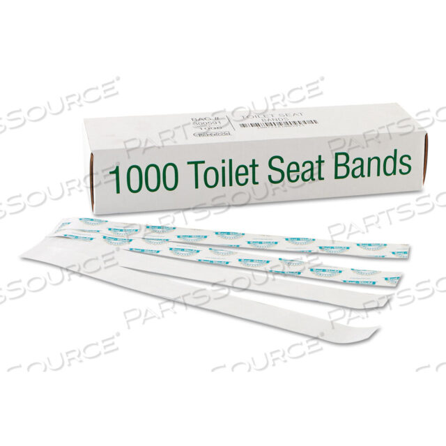 OEM#: BGC 300591SANI/SHIELD PRINTED TOILET SEAT BAND, 16 X 1.5, DEEP BLUE/WHITE, 1,000/CARTON by Bagcraft