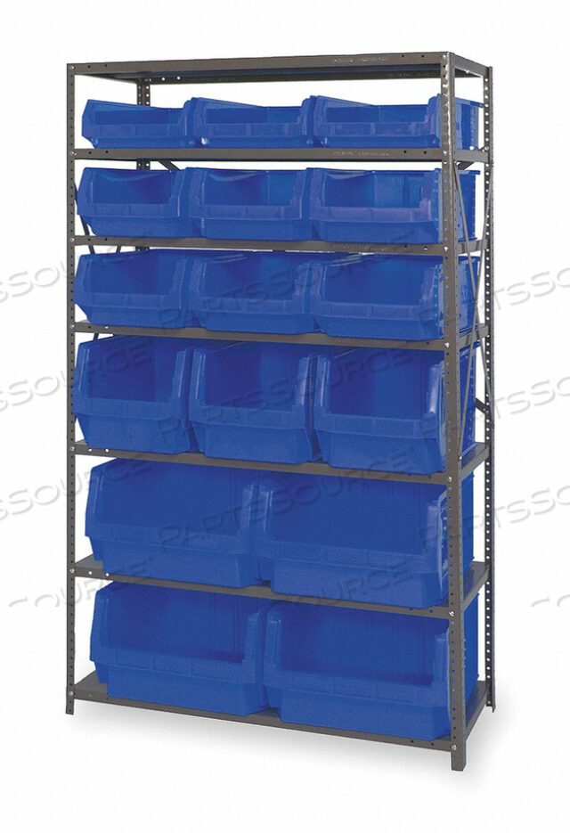 OEM#: MSU-16-MIXBLD5571 BIN SHELVING 75 OVERALL H 16 BINS BLUE by Quantum Storage Systems