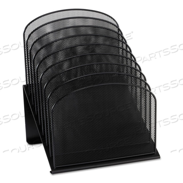 OEM#: 3258BLONYX MESH DESK ORGANIZER WITH TIERED SECTIONS, 8 SECTIONS, LETTER TO LEGAL SIZE FILES, 11.75 X 10.75 X 14, BLACK by Safco