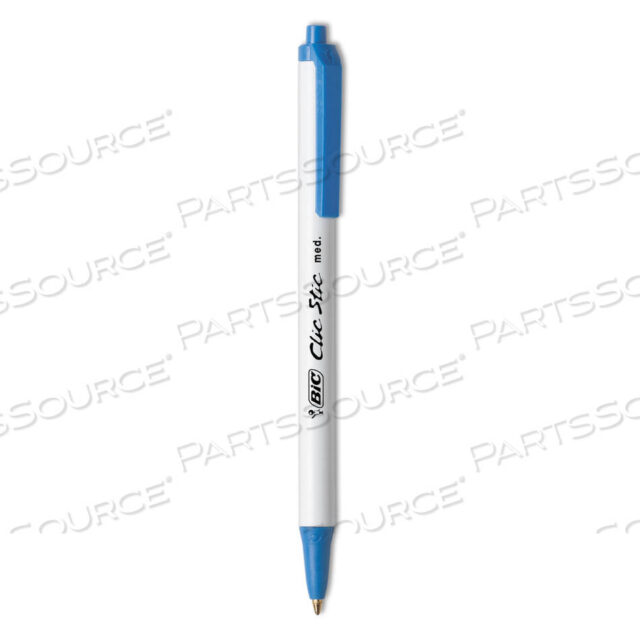 OEM#: CSM11BECLIC STIC BALLPOINT PEN, RETRACTABLE, MEDIUM 1 MM, BLUE INK, WHITE BARREL, DOZEN by BIC