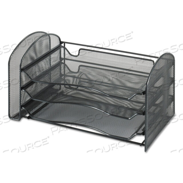 OEM#: 3265BLMESH DESK ORGANIZER, 1 VERTICAL/3 HORIZONTAL SECTIONS, STEEL MESH, 16.25 X 9 X 8, BLACK by Safco