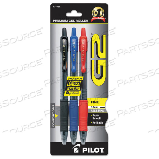 OEM#: 31023G2 PREMIUM GEL PEN, RETRACTABLE, FINE 0.7 MM, ASSORTED INK COLORS, SMOKE BARREL, 3/PACK by Pilot