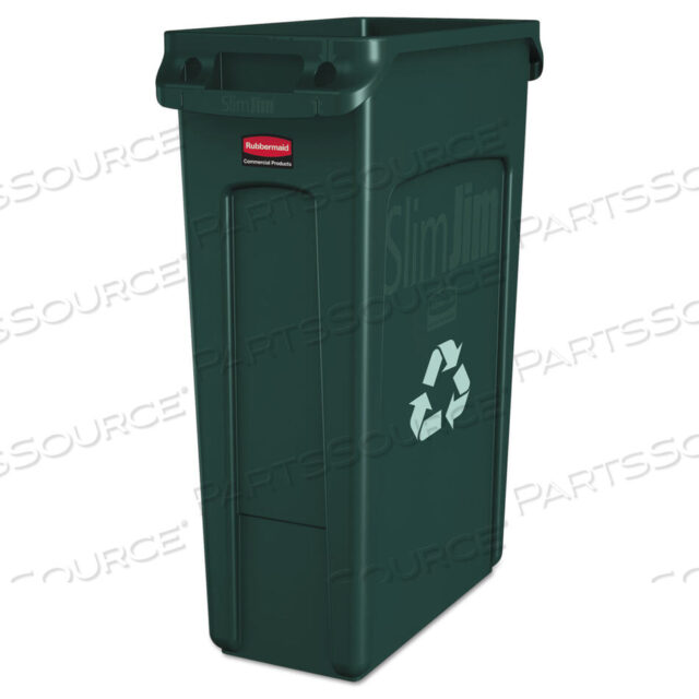 OEM#: FG354007GRNSLIM JIM PLASTIC RECYCLING CONTAINER WITH VENTING CHANNELS, 23 GAL, PLASTIC, GREEN by Rubbermaid Medical Division